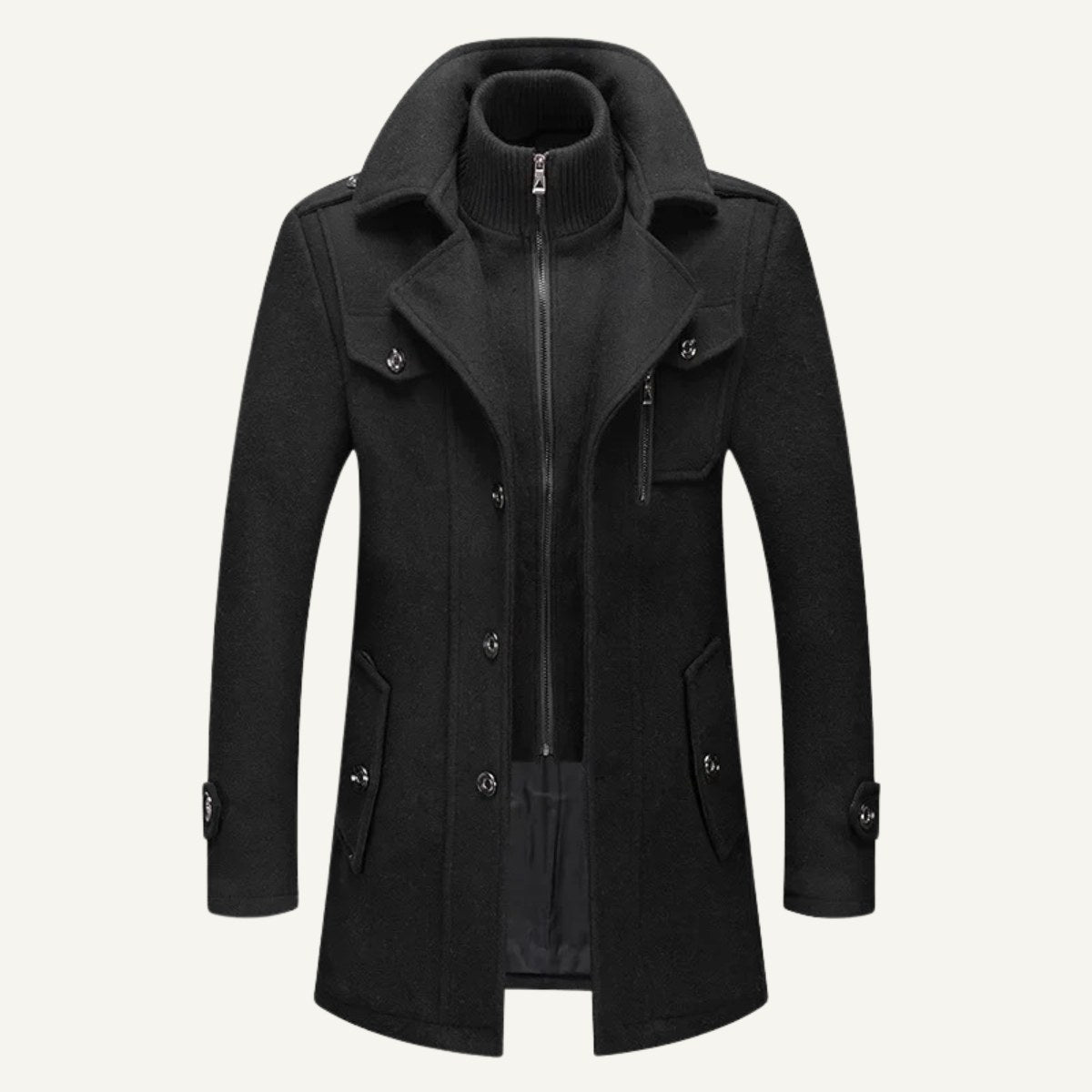 Dean | Men's Wool Blend Winter Coat, Structured Trench-Inspired Coat | Bella Blue