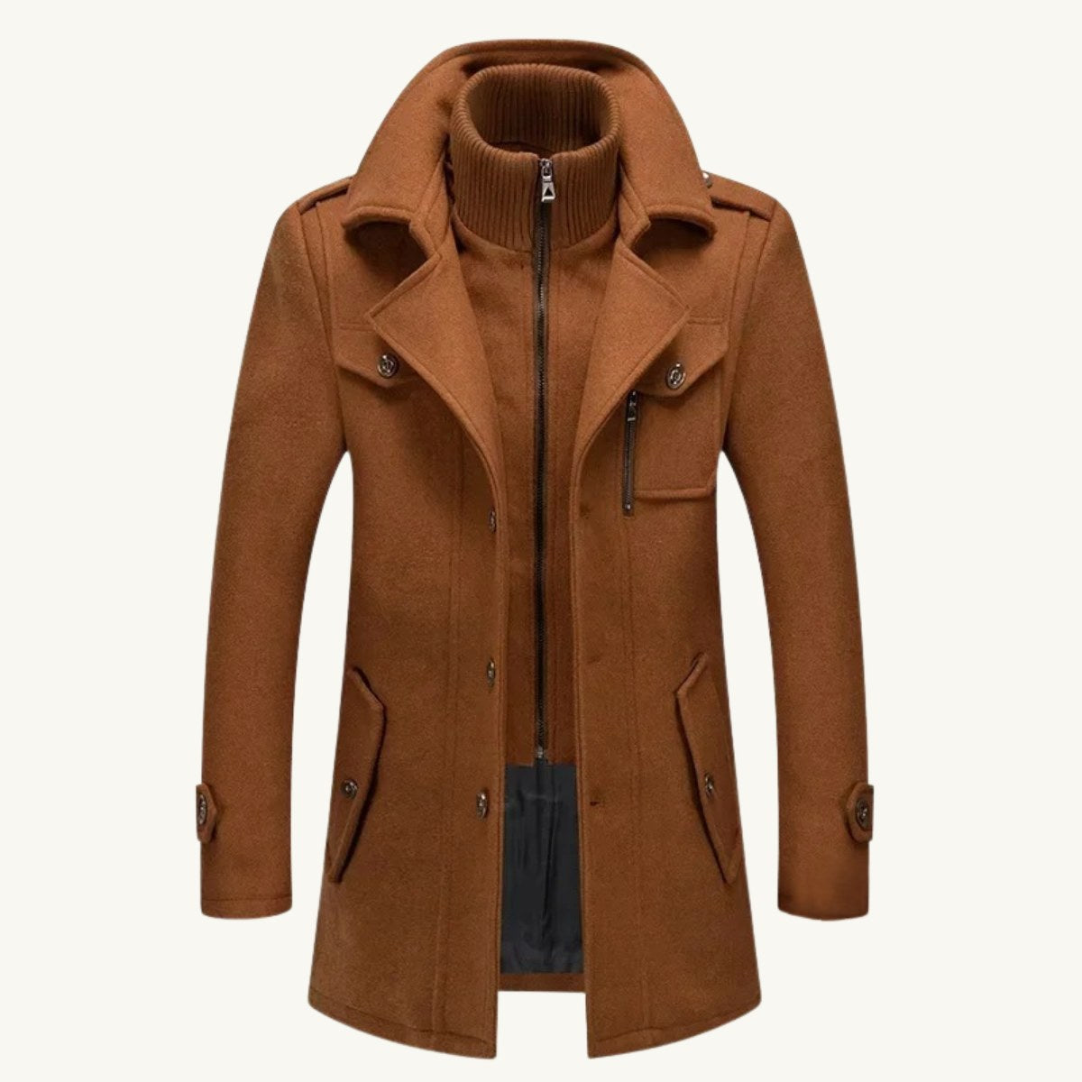 Dean | Men's Wool Blend Winter Coat, Structured Trench-Inspired Coat | Bella Blue