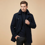 Dean | Men's Wool Blend Winter Coat, Structured Trench-Inspired Coat | Bella Blue