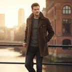 Dean | Men's Wool Blend Winter Coat, Structured Trench-Inspired Coat | Bella Blue