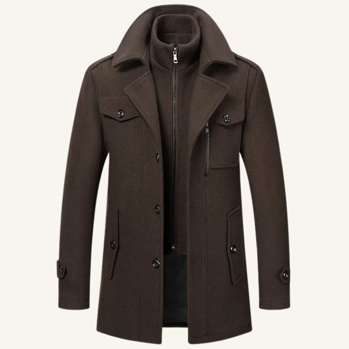 Dean | Men's Wool Blend Winter Coat, Structured Trench-Inspired Coat | Bella Blue