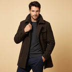 Dean | Men's Wool Blend Winter Coat, Structured Trench-Inspired Coat | Bella Blue