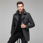 Dean | Men's Wool Blend Winter Coat, Structured Trench-Inspired Coat | Bella Blue