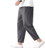 Declan | Men's Cropped Trousers with Drawstring Waist, Relaxed-Fit Casual Trousers | Bella Blue