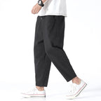Declan | Men's Cropped Trousers with Drawstring Waist, Relaxed-Fit Casual Trousers | Bella Blue
