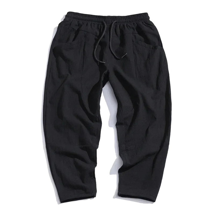 Declan | Men's Cropped Trousers with Drawstring Waist, Relaxed-Fit Casual Trousers | Bella Blue