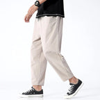 Declan | Men's Cropped Trousers with Drawstring Waist, Relaxed-Fit Casual Trousers | Bella Blue