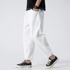 Declan | Men's Cropped Trousers with Drawstring Waist, Relaxed-Fit Casual Trousers | Bella Blue