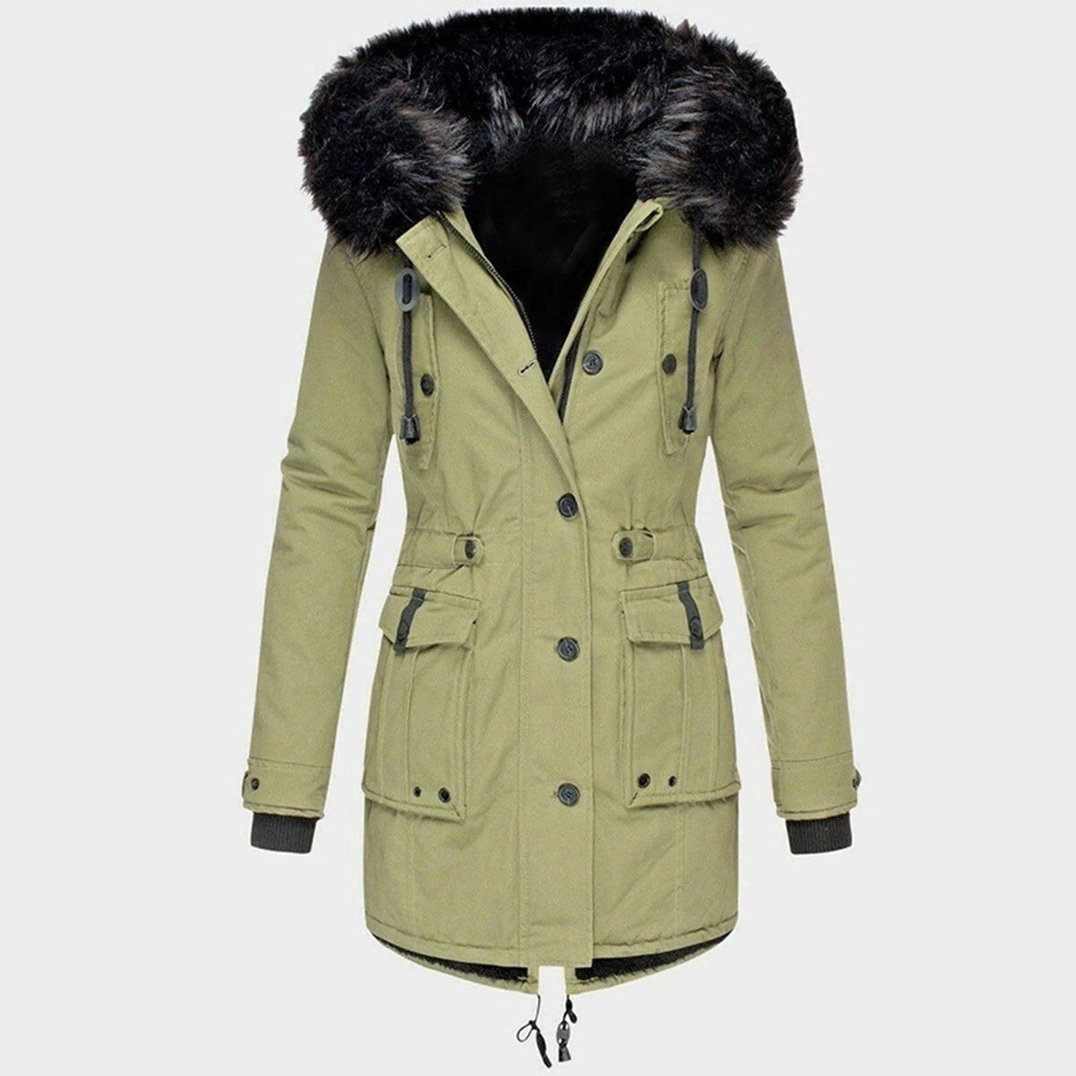 Delaney | Women's Hooded Parka Coat, Full-Length Winter Coat | Bella Blue | Green
