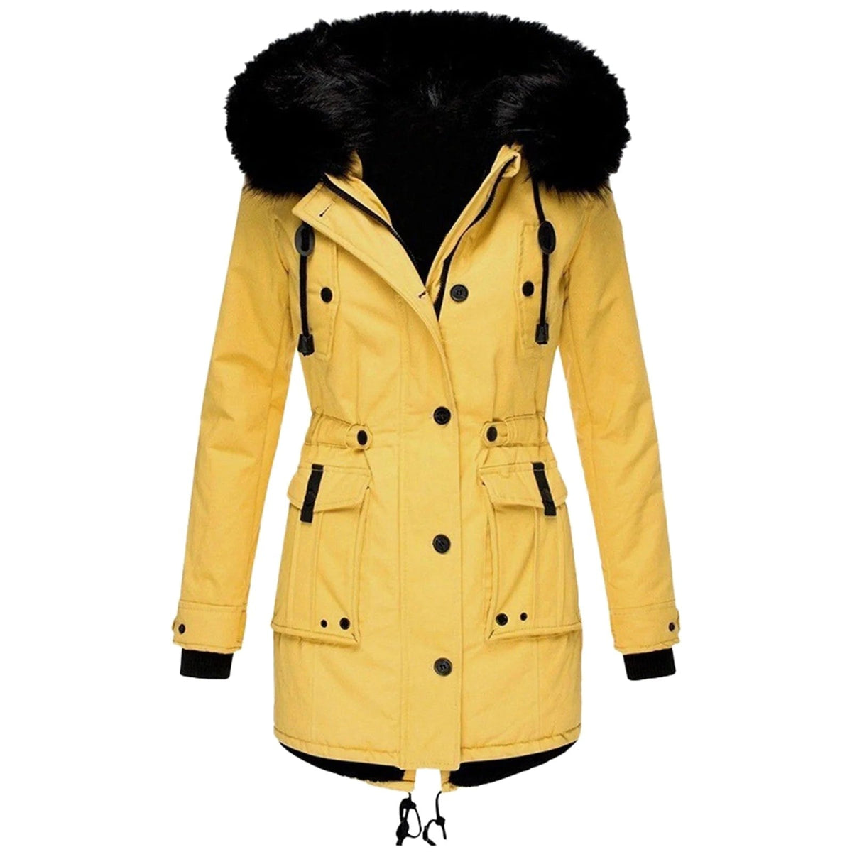 Delaney | Women's Hooded Parka Coat, Full-Length Winter Coat | Bella Blue | Yellow