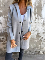 Denise | Women's Hooded Cotton-Blend Jacket, Relaxed Transitional Jacket | Bella Blue | Black