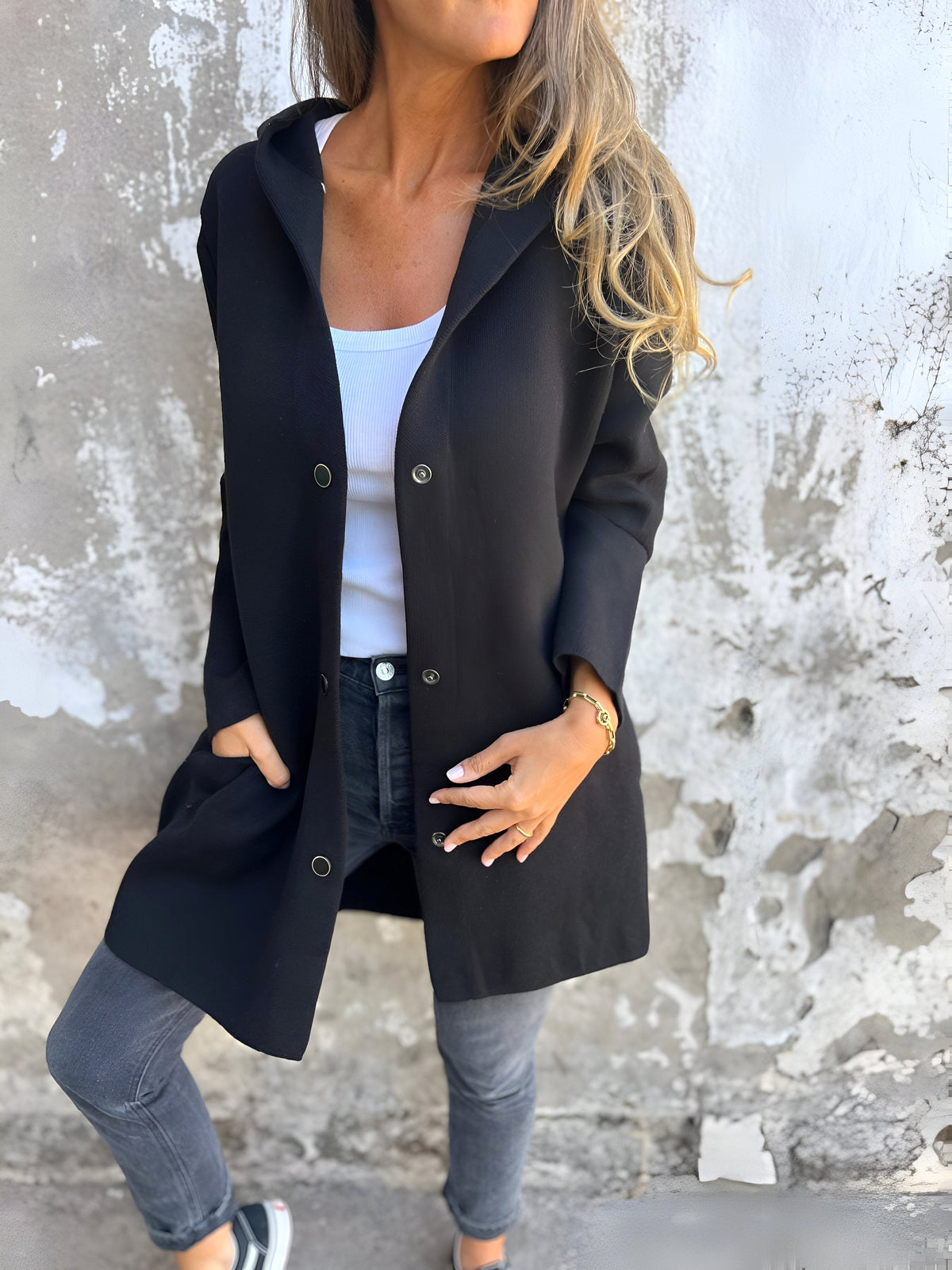 Denise | Women's Hooded Cotton-Blend Jacket, Relaxed Transitional Jacket | Bella Blue | Green