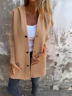 Denise | Women's Hooded Cotton-Blend Jacket, Relaxed Transitional Jacket | Bella Blue | Dark Orange