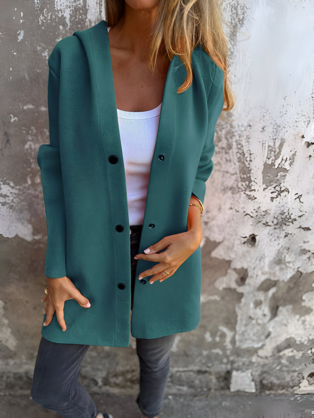 Denise | Women's Hooded Cotton-Blend Jacket, Relaxed Transitional Jacket | Bella Blue | Purple
