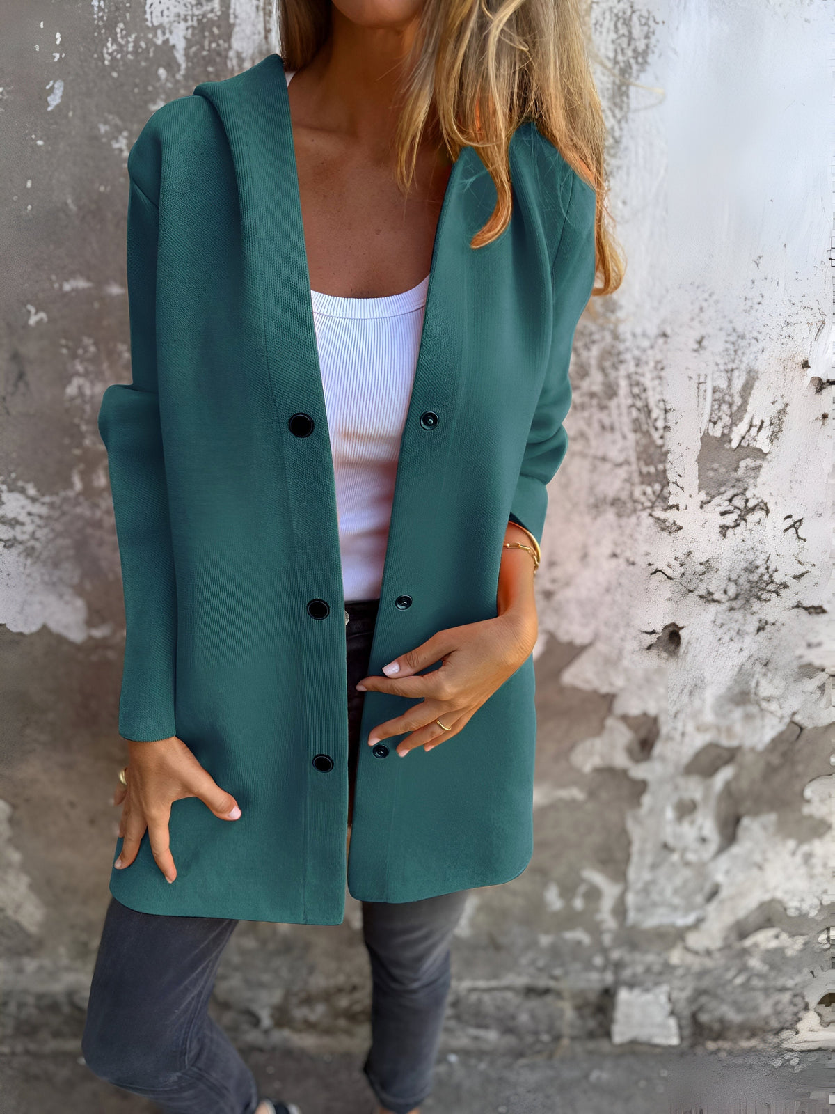 Denise | Women's Hooded Cotton-Blend Jacket, Relaxed Transitional Jacket | Bella Blue | Purple