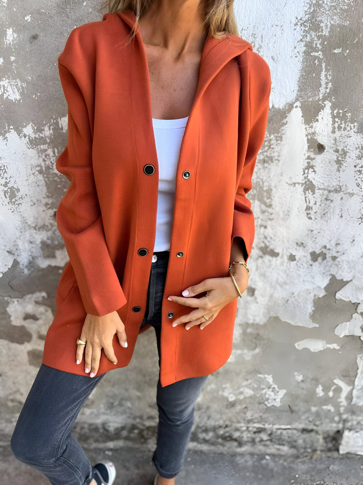 Denise | Women's Hooded Cotton-Blend Jacket, Relaxed Transitional Jacket | Bella Blue | Blue
