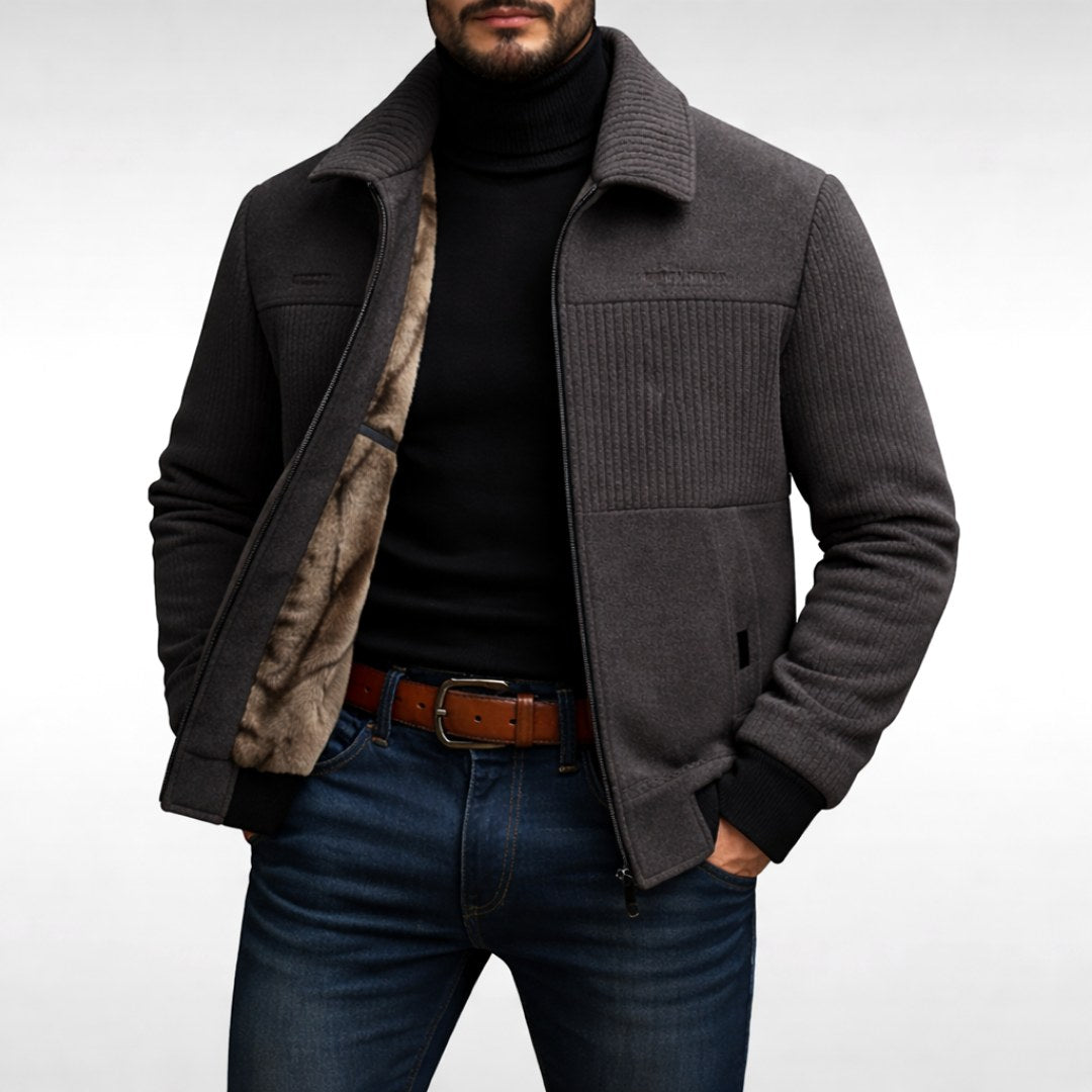 Derek | Men's Fleece Jacket, Lightweight Everyday Jacket | Bella Blue | Gray