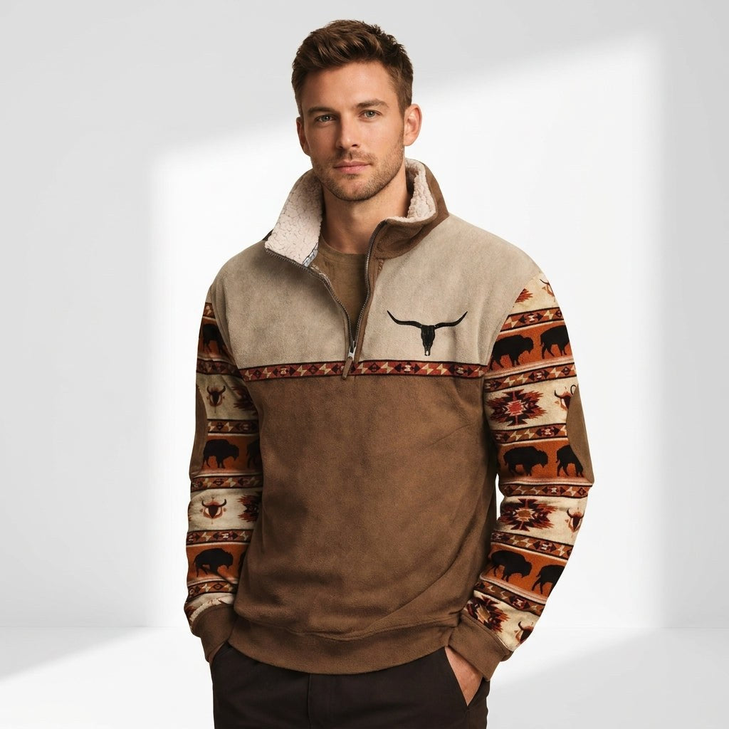 Derek | Men's Quarter-Zip Knit Jumper, Warm Autumn Jumper | Bella Blue