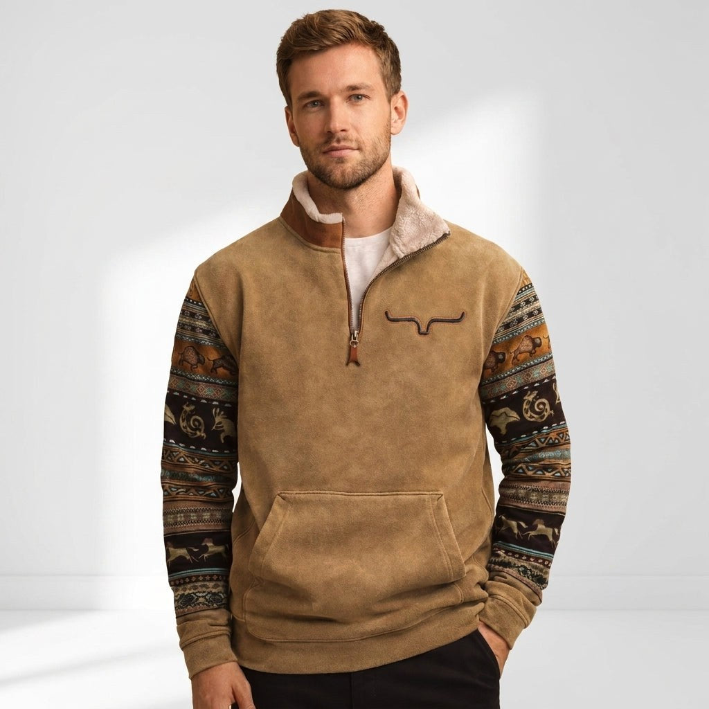 Derek | Men's Quarter-Zip Knit Jumper, Warm Autumn Jumper | Bella Blue