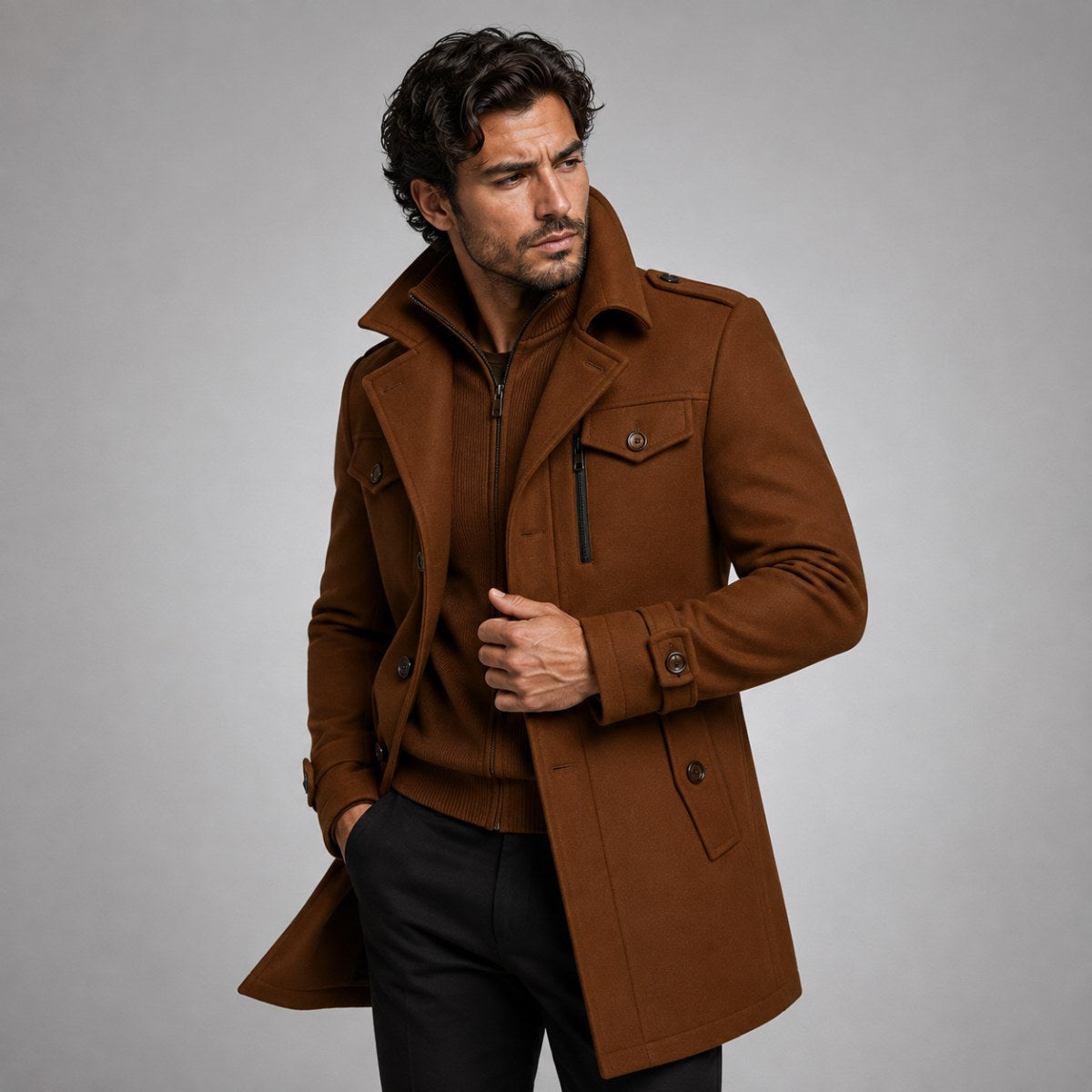 Derek | Women's Tailored Warm Coat, Structured Autumn Coat | Bella Blue