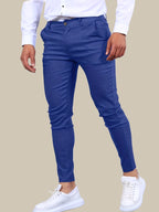 Desmond | Men's Skinny-Fit Stretch Chinos, Contemporary Tapered Trousers | Bella Blue