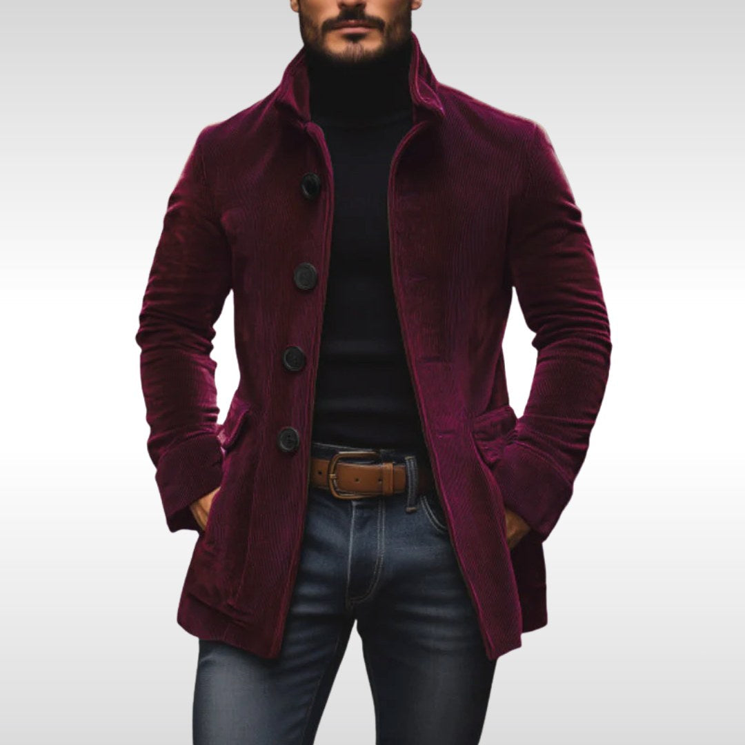 Detlef | Men's Corduroy Jacket with Structured Cut, Classic Autumn Jacket | Bella Blue | Grey