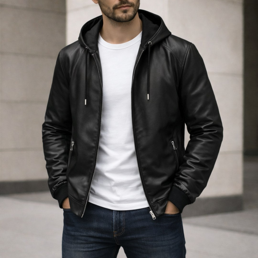 Devin | Men's Hooded Jacket with Clean Lines, Structured Autumn Jacket | Bella Blue