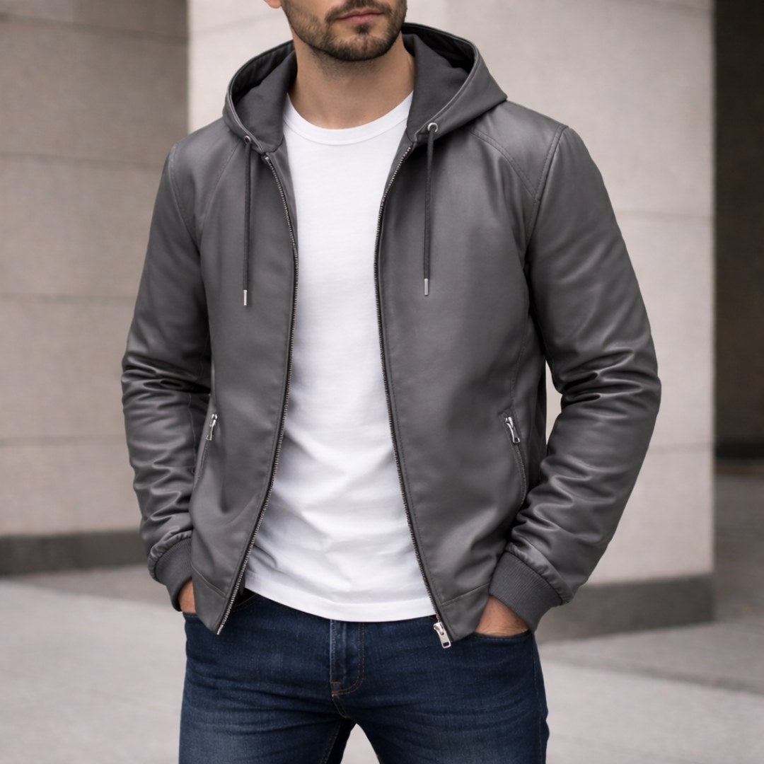 Devin | Men's Hooded Jacket with Clean Lines, Structured Autumn Jacket | Bella Blue