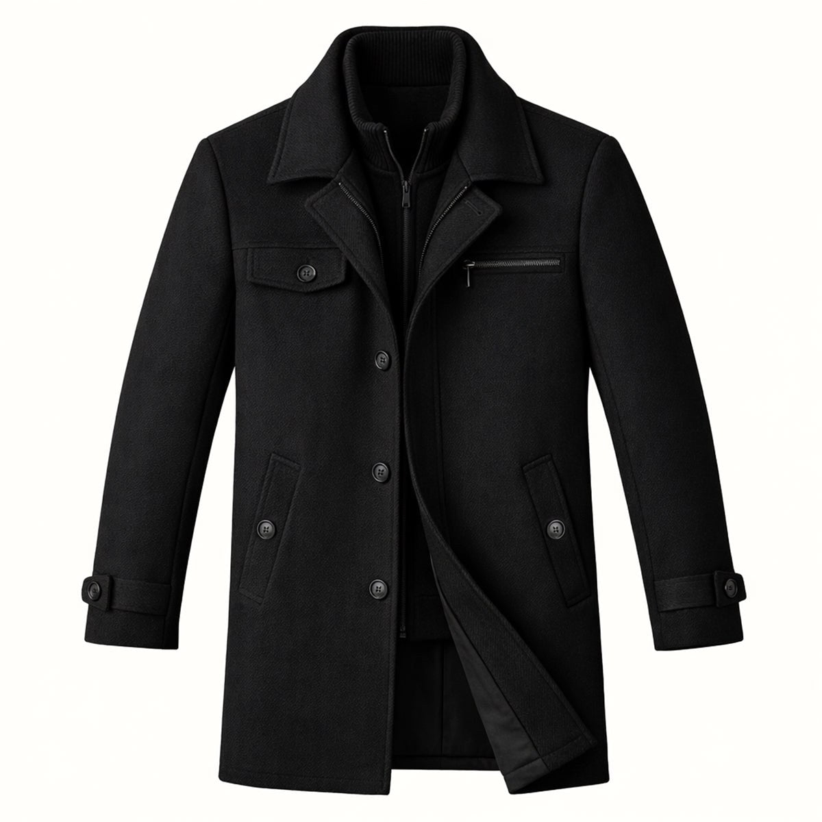 Devin | Men's Wool Blend Jacket, Tailored Smart Jacket | Bella Blue | Black
