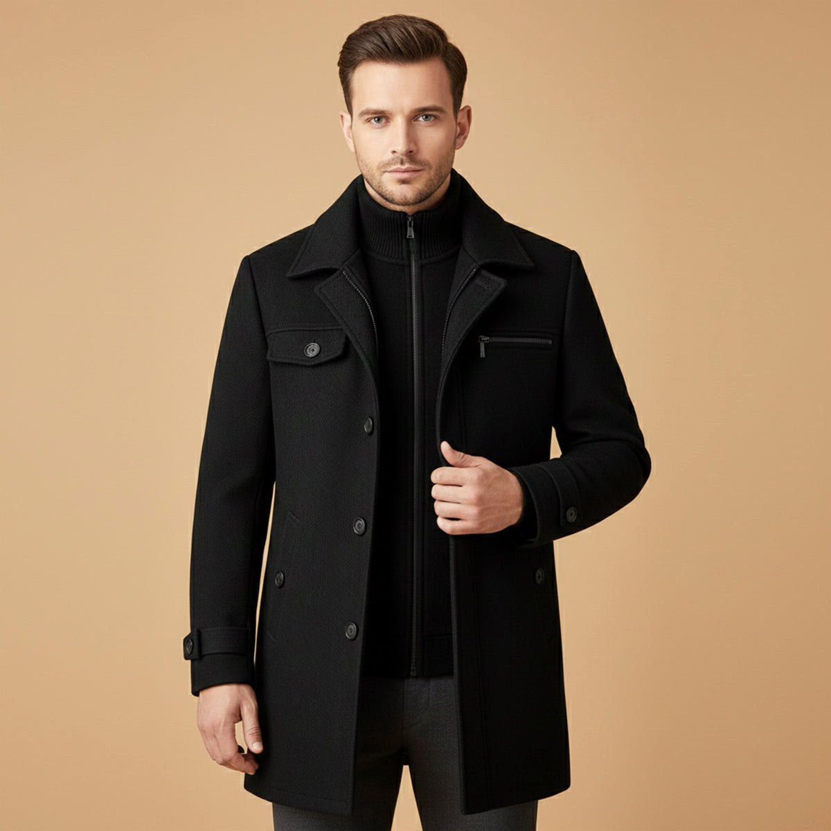 Devin | Men's Wool Blend Jacket, Tailored Smart Jacket | Bella Blue | Gray