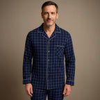 Dieter | Men's Striped Pyjamas with Long Sleeves, Two-Piece Pyjama Set | Bella Blue | Bayeux Blue