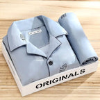 Dieter | Men's Striped Pyjamas with Long Sleeves, Two-Piece Pyjama Set | Bella Blue | East Bay