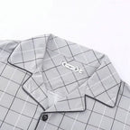 Dieter | Men's Striped Pyjamas with Long Sleeves, Two-Piece Pyjama Set | Bella Blue | Iron Grey