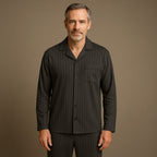 Dieter | Men's Striped Pyjamas with Long Sleeves, Two-Piece Pyjama Set | Bella Blue | Bayeux Blue