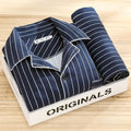 Dieter | Men's Striped Pyjamas with Long Sleeves, Two-Piece Pyjama Set | Bella Blue | Grey-Brown