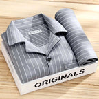 Dieter | Men's Striped Pyjamas with Long Sleeves, Two-Piece Pyjama Set | Bella Blue | East Bay