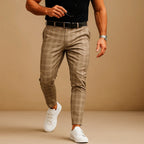 Dominic | Men's Check Trousers, Modern Tailored Trousers | Bella Blue