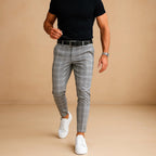 Dominic | Men's Check Trousers, Modern Tailored Trousers | Bella Blue