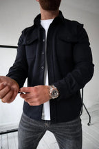 Dominic | Men's Long Sleeve Button-Up Shirt Jacket, Relaxed-Fit Overshirt | Bella Blue