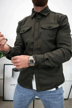 Dominic | Men's Long Sleeve Button-Up Shirt Jacket, Relaxed-Fit Overshirt | Bella Blue | Blue