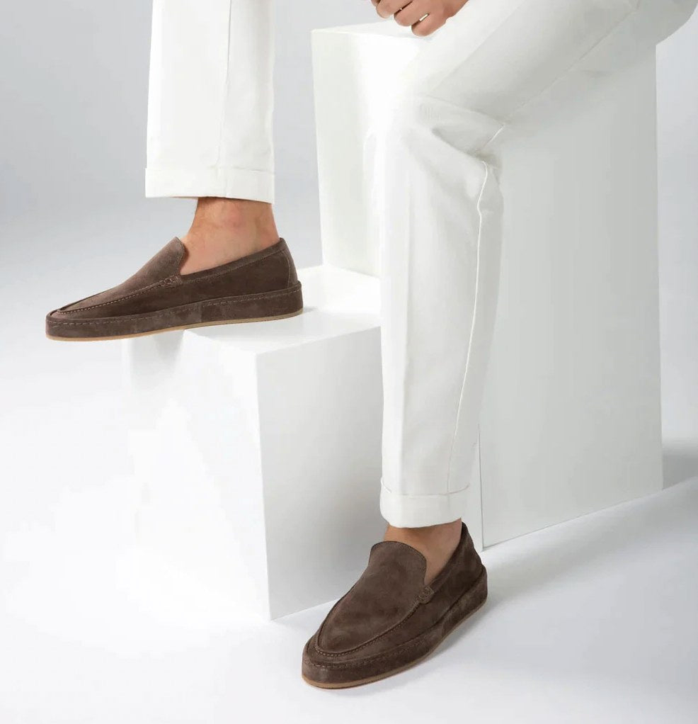 Dominic | Men's Slip-On Loafers with Cushioned Sole, Smart Casual Loafers | Bella Blue | Brown