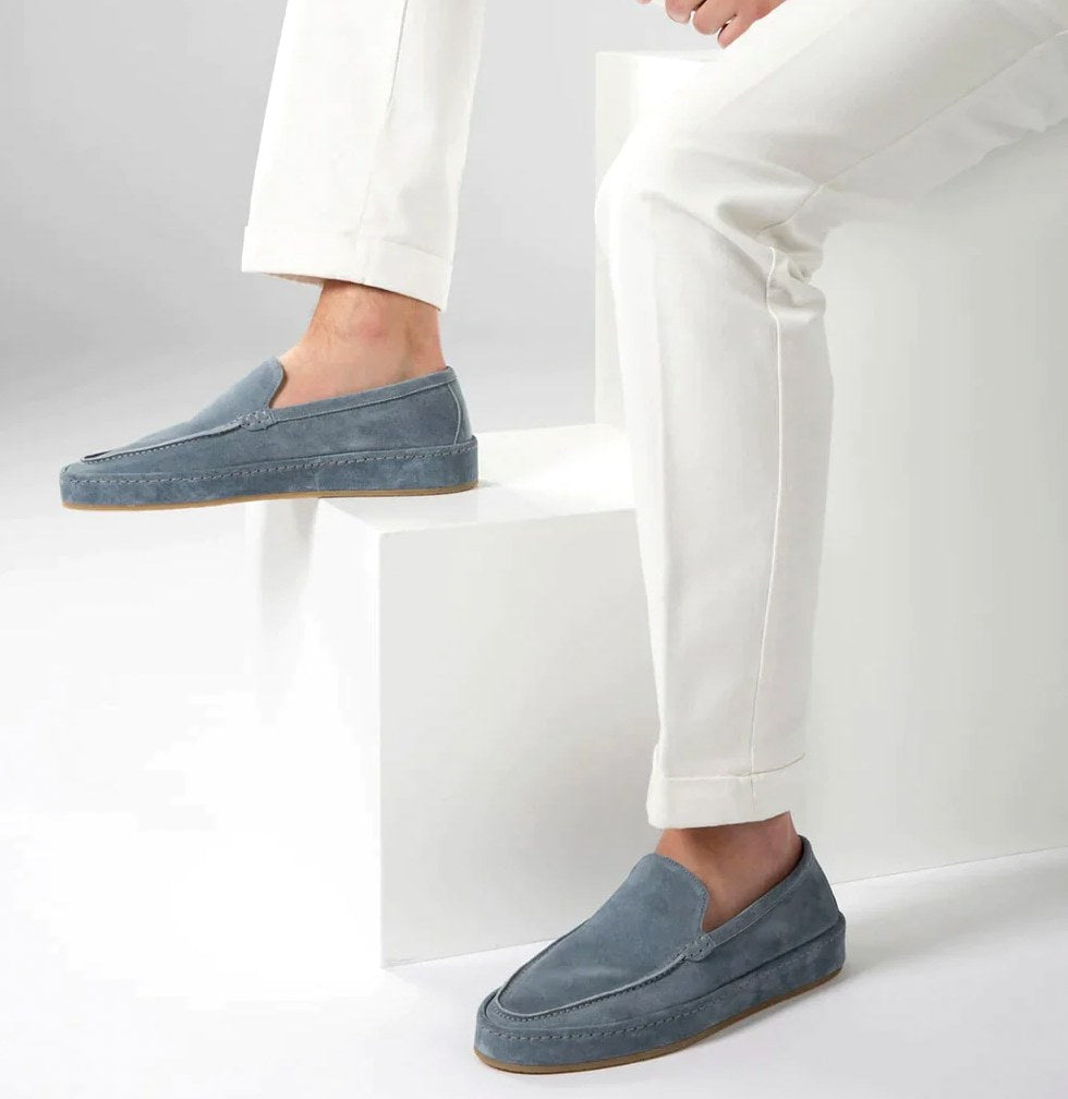 Dominic | Men's Slip-On Loafers with Cushioned Sole, Smart Casual Loafers | Bella Blue | Light Blue