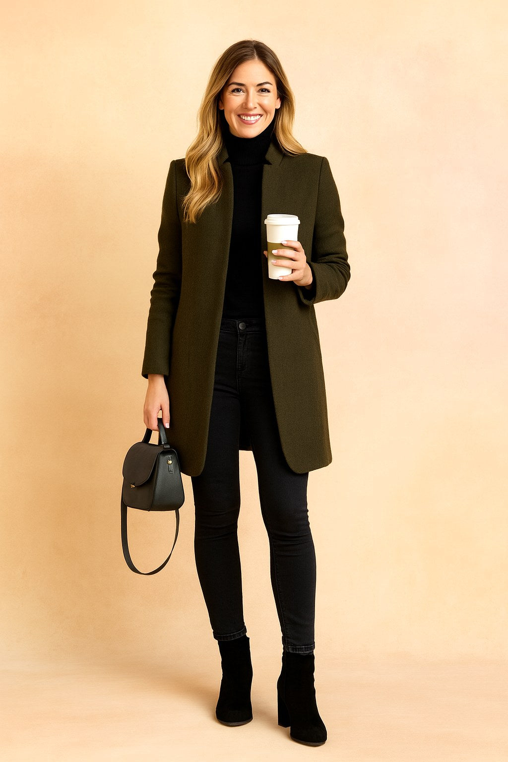 Dominique | Women's Minimalist Fitted Coat, Lightweight Everyday Coat | Bella Blue