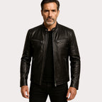 Douglas | Men's Premium Leather Jacket, Classic Tailored Jacket | Bella Blue