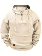 Dylan | Men's Half-Zip Hooded Pullover, Kangaroo Pocket Hoodie | Bella Blue
