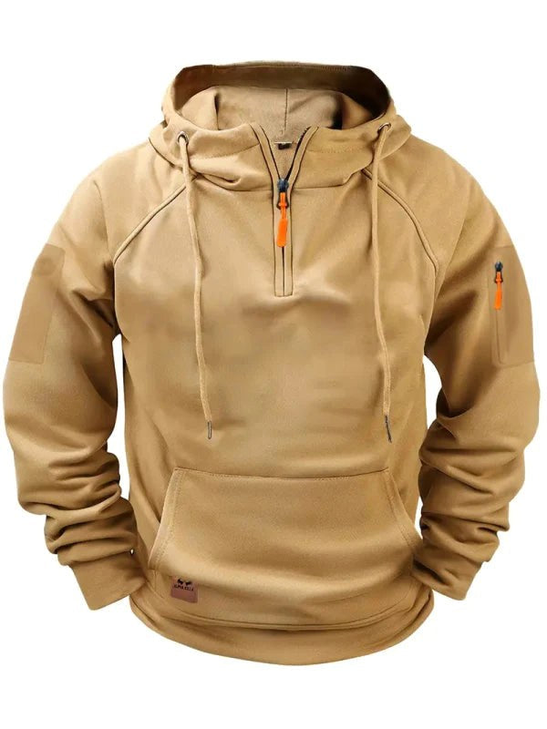 Dylan | Men's Half-Zip Hooded Pullover, Kangaroo Pocket Hoodie | Bella Blue
