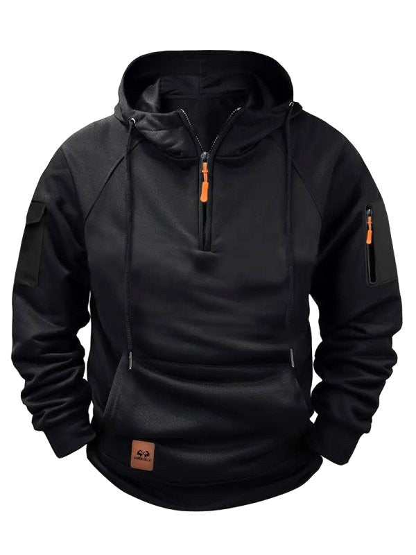 Dylan | Men's Half-Zip Hooded Pullover, Kangaroo Pocket Hoodie | Bella Blue | Navy
