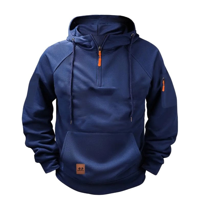 Dylan | Men's Half-Zip Hooded Pullover, Kangaroo Pocket Hoodie | Bella Blue | Blue