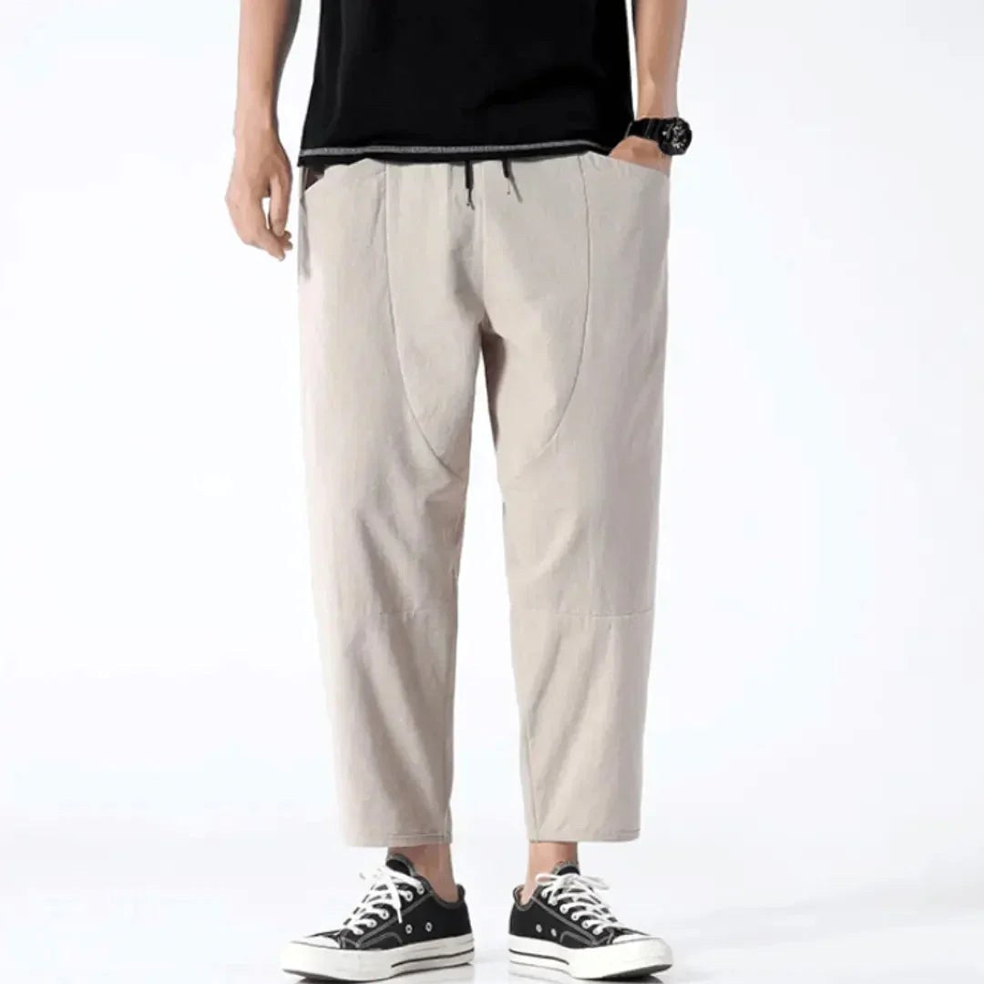 Dylan | Men's Tapered Drawstring Trousers, Relaxed Fit Trousers | Bella Blue
