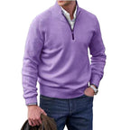 Eberhard | Men's Italian Jumper with Zip, Elegant Knit Jumper | Bella Blue | Purple